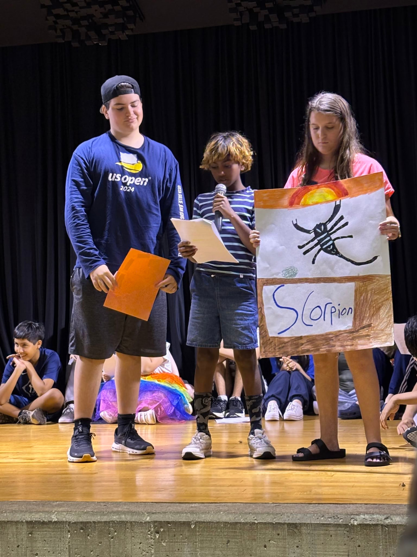 Gabriel Jaffe presenting with participants at a Creative Readers Program theater event