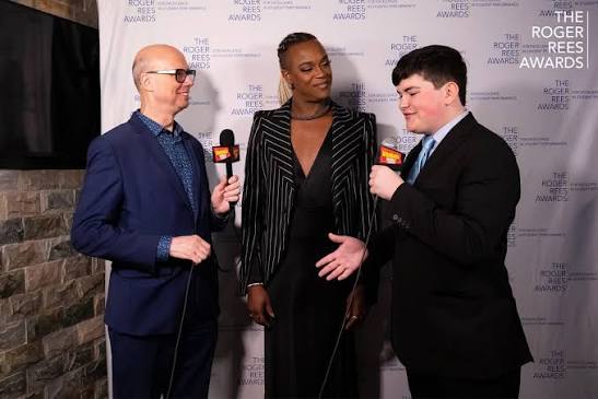 Gabriel Jaffe interviewing J. Harrison Ghee alongside Richard Ridge at the Roger Rees Awards